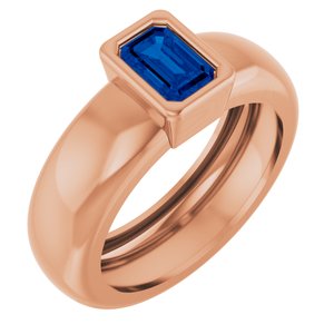 14K Rose Gold Lab-Grown Blue Sapphire Lightweight Ring