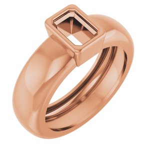 14K Rose Gold 6x4 mm Emerald Bezel-Set Lightweight Ring Mounting – image 2