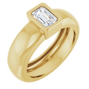 14K Yellow Gold 6x4 mm Emerald Bezel-Set Lightweight Ring Mounting