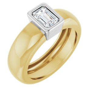 14K Yellow/White Gold 5/8 CT Lab-Grown Diamond Lightweight Ring