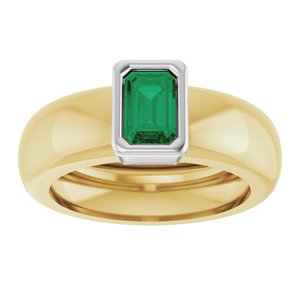 14K Yellow/White Gold Lab-Grown Emerald Lightweight Ring – image 3