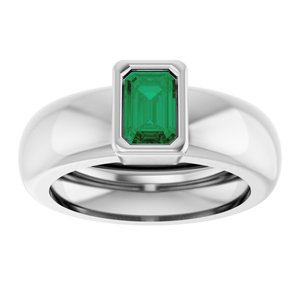 14K White Gold Lab-Grown Emerald Lightweight Ring – image 3