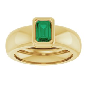 14K Yellow Gold Lab-Grown Emerald Lightweight Ring – image 3