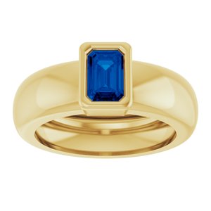14K Yellow Gold Lab-Grown Blue Sapphire Lightweight Ring – image 3