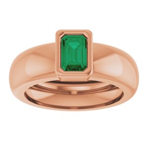 14K Rose Gold Lab-Grown Emerald Lightweight Ring – image 3