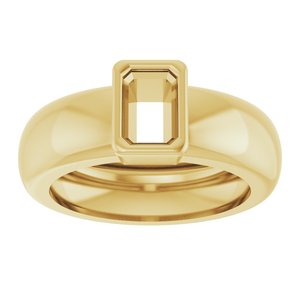 14K Yellow Gold 6x4 mm Emerald Bezel-Set Lightweight Ring Mounting – image 6