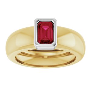 14K Yellow/White Gold Lab-Grown Ruby Lightweight Ring – image 3
