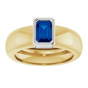 14K Yellow/White Gold Lab-Grown Blue Sapphire Lightweight Ring – image 3
