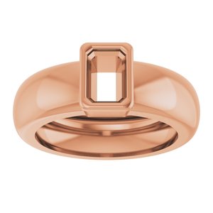 14K Rose Gold 6x4 mm Emerald Bezel-Set Lightweight Ring Mounting – image 6