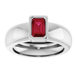 14K White Gold Lab-Grown Ruby Lightweight Ring – image 3
