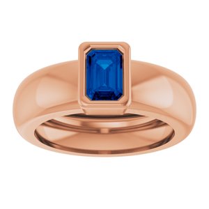 14K Rose Gold Lab-Grown Blue Sapphire Lightweight Ring – image 3