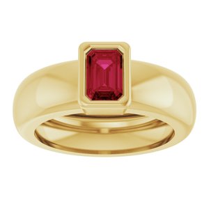 14K Yellow Gold Lab-Grown Ruby Lightweight Ring – image 3