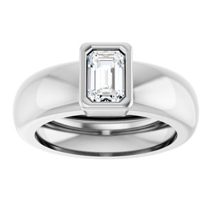14K White Gold 6x4 mm Emerald Bezel-Set Lightweight Ring Mounting – image 5