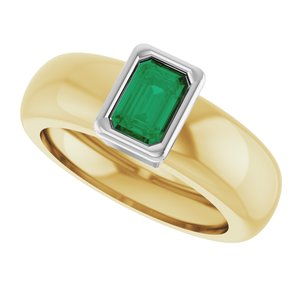 14K Yellow/White Gold Lab-Grown Emerald Lightweight Ring – image 5