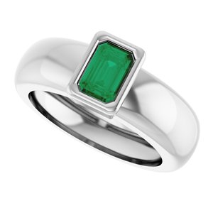 14K White Gold Lab-Grown Emerald Lightweight Ring – image 5
