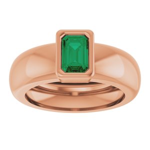 14K Rose Gold Lab-Grown Emerald Lightweight Ring – image 3