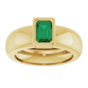 14K Yellow Gold Lab-Grown Emerald Lightweight Ring – image 3