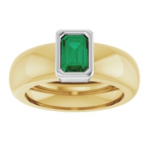14K Yellow/White Gold Lab-Grown Emerald Lightweight Ring – image 3