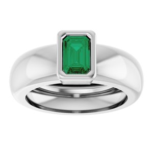 14K White Gold Lab-Grown Emerald Lightweight Ring – image 3