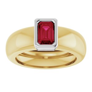 14K Yellow/White Gold Lab-Grown Ruby Lightweight Ring – image 3