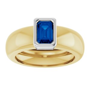 14K Yellow/White Gold Lab-Grown Blue Sapphire Lightweight Ring – image 3