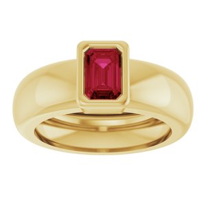14K Yellow Gold Lab-Grown Ruby Lightweight Ring – image 3