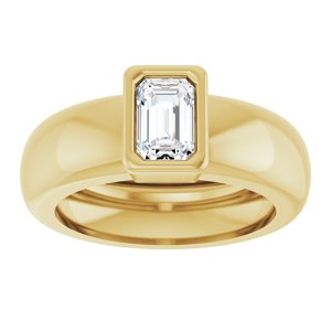 14K Yellow Gold 6x4 mm Emerald Bezel-Set Lightweight Ring Mounting – image 5