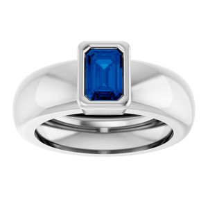 14K White Gold Lab-Grown Blue Sapphire Lightweight Ring – image 3