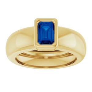 14K Yellow Gold Lab-Grown Blue Sapphire Lightweight Ring – image 3
