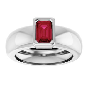 14K White Gold Lab-Grown Ruby Lightweight Ring – image 3