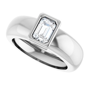 14K White Gold 6x4 mm Emerald Bezel-Set Lightweight Ring Mounting – image 8