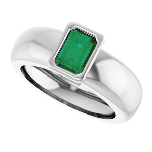 14K White Gold Lab-Grown Emerald Lightweight Ring – image 5