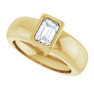 14K Yellow Gold 6x4 mm Emerald Bezel-Set Lightweight Ring Mounting – image 8