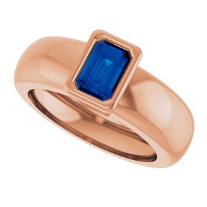 14K Rose Gold Lab-Grown Blue Sapphire Lightweight Ring – image 5