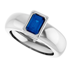14K White Gold Lab-Grown Blue Sapphire Lightweight Ring – image 5