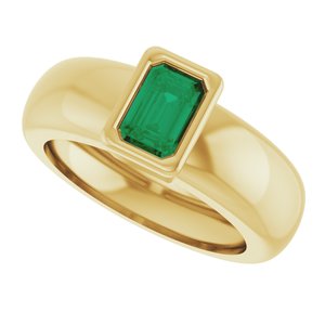 14K Yellow Gold Lab-Grown Emerald Lightweight Ring – image 5