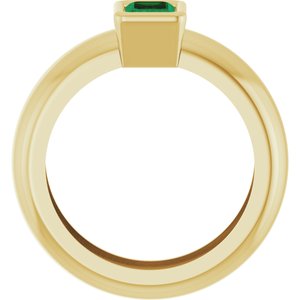 14K Yellow Gold Lab-Grown Emerald Lightweight Ring – image 2