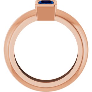14K Rose Gold Lab-Grown Blue Sapphire Lightweight Ring – image 2