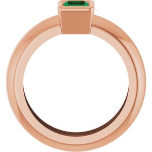 14K Rose Gold Lab-Grown Emerald Lightweight Ring – image 2