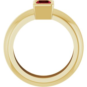 14K Yellow Gold Lab-Grown Ruby Lightweight Ring – image 2