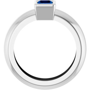 14K White Gold Lab-Grown Blue Sapphire Lightweight Ring – image 2