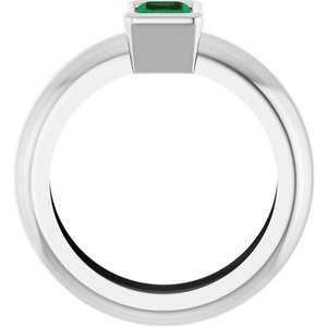 14K White Gold Lab-Grown Emerald Lightweight Ring – image 2