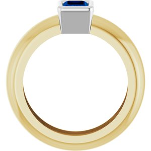 14K Yellow/White Gold Lab-Grown Blue Sapphire Lightweight Ring – image 2