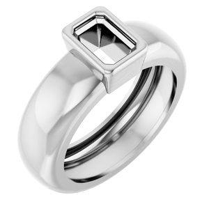 14K White Gold 6x4 mm Emerald Bezel-Set Lightweight Ring Mounting – image 2