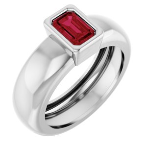 14K White Gold Lab-Grown Ruby Lightweight Ring