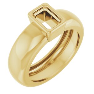 14K Yellow Gold 6x4 mm Emerald Bezel-Set Lightweight Ring Mounting – image 2