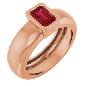 14K Rose Gold Lab-Grown Ruby Lightweight Ring