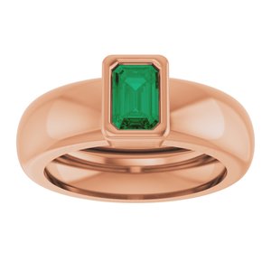 14K Rose Gold Lab-Grown Emerald Lightweight Ring – image 3