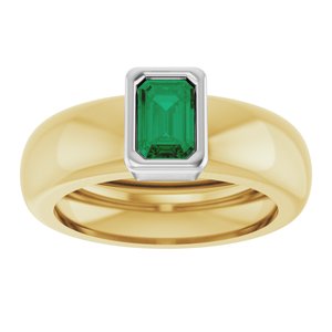 14K Yellow/White Gold Lab-Grown Emerald Lightweight Ring – image 3