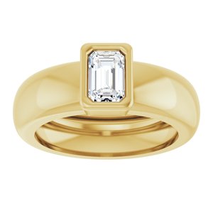 14K Yellow Gold 6x4 mm Emerald Bezel-Set Lightweight Ring Mounting – image 5